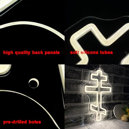 Image of Eastern Orthodox Cross Neon Sign, Christian Faith Neon Light LED Jesus Decor Sign, for Religious Wall Art Prayer Room Bedroom Living Room Sainthood Celebration Decor Birthday Gifts(14.1 * 8.6 In)