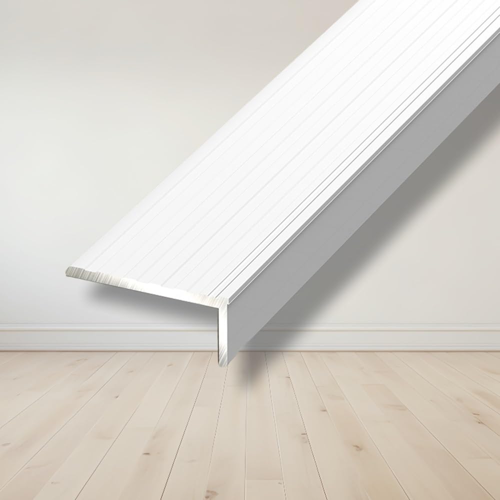 Perfiles De Escalera Para Parquet, Protección De Bordes De Escalera, Perfil De Escalera, Escalones De Exterior, Tiras De Protección De Escalera(White,150cm/60in)