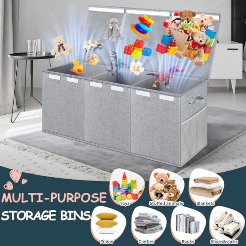 Image of Extra Large Toy Box with Lids, Collapsible Storage Bin, 38 inchx16 inchx14 inch,Gray