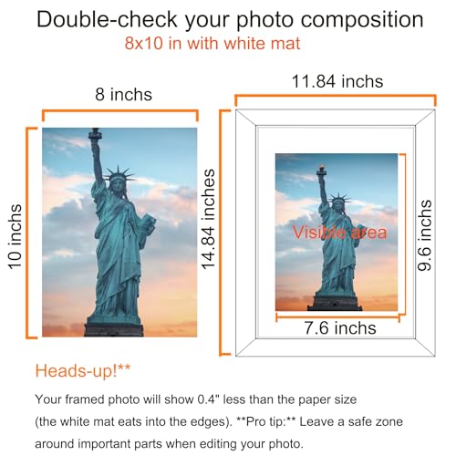 SESEAT 11x14 Picture Frame Set of 10, Display Pictures 8x10 With mat or 11x14 Prints Without Mat, Wall Mounting,Black - Thumbnail 3