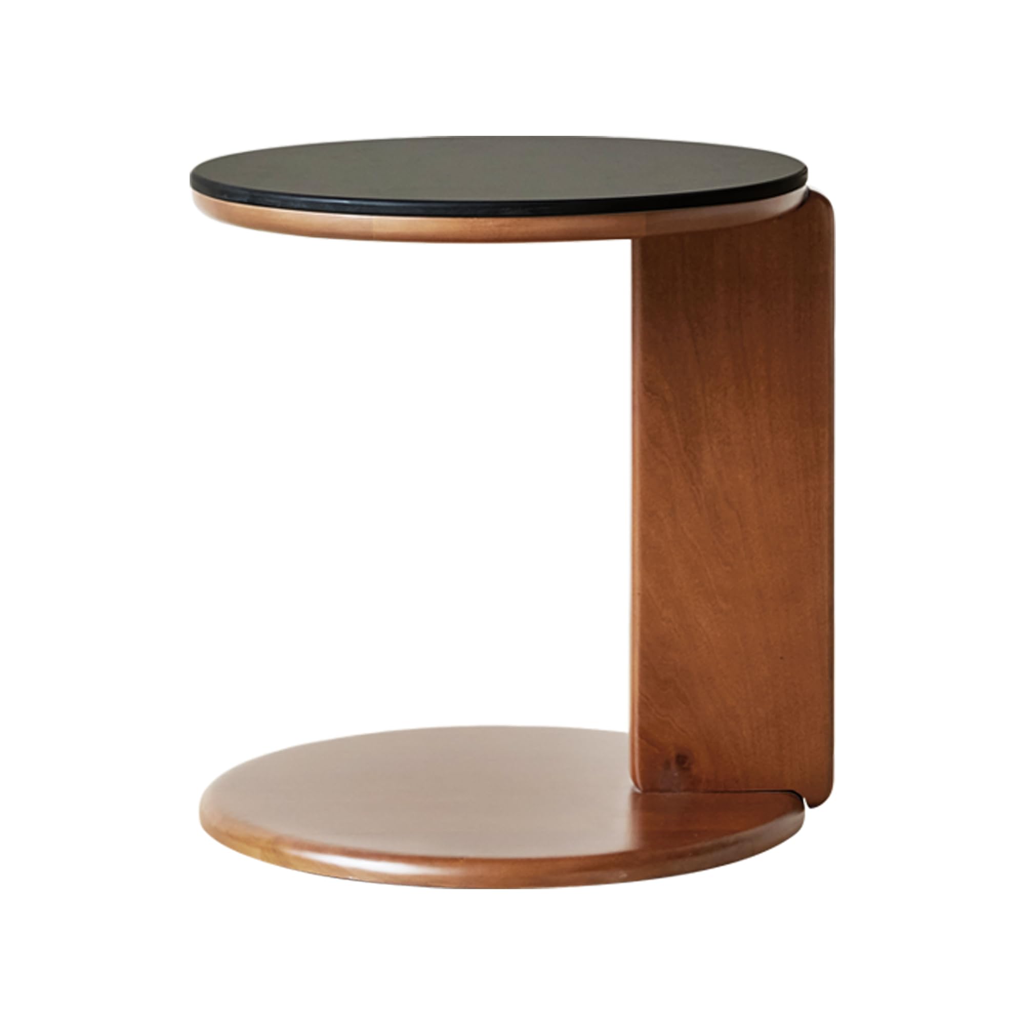YESWOOD C-förmiger Beistelltisch 45 cm, Keramik Sinterstein Tischplatte, Massivholz Sofatisch aus Tulpenbaum, Couch Beistelltisch für Laptop, Schwarz | Platte aus Sinterstein, hitzebeständig und kratzfest, modernes Design, Beistelltisch für Wohnzimmer