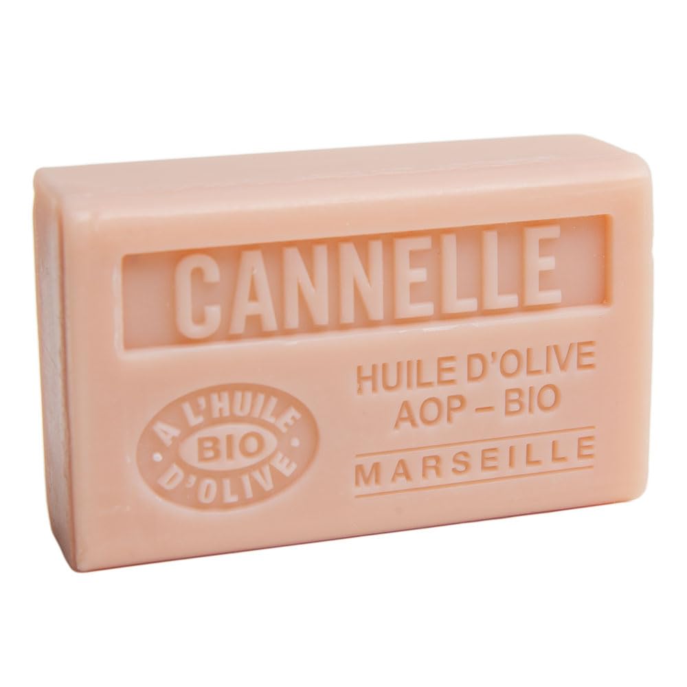Savon de Marseille - French Soap Made With Pure Organic Olive Oil and Shea Butter - Cinnamon Fragrance