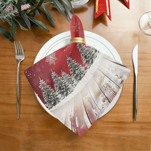 Servilletas de tela navideñas estampadas multicolor set 6 miniatura 3