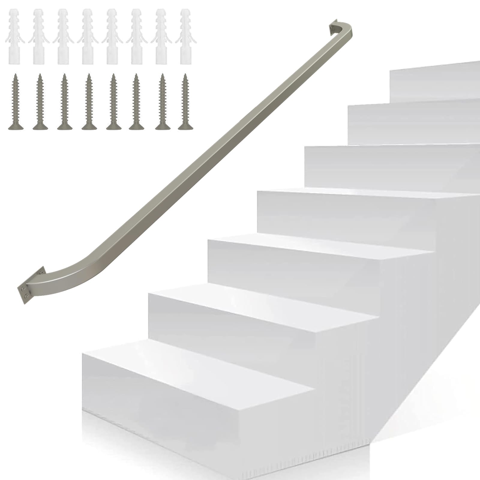 Rampe d'escalier 120 cm en fer forgé extérieur pour sécuriser les marches par temps de pluie
