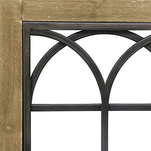 Firstime & Co. Grandview Arched Window Mirror, 37.5" H X 24" W, Weathered Brown & Willow Farms Window Wall Plaque Set, 31.5" H X 12" W (Each), Brown, Silver, Metallic Gray #TOP6