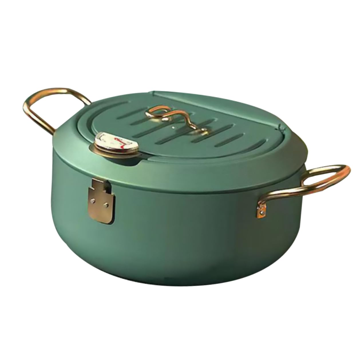 HOODANCOS Fry Pan Pans Small Strainer Deep Fry Pot Rack Pot Fryer with Basket Cooking Deep Fryer Pot Mini Frying Pot Frying Pot with Thermometer Nonstick Fryer Frying Pan Carbon Steel Green