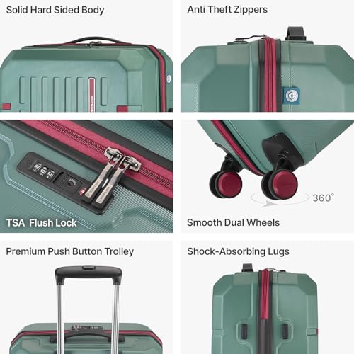 Image of uppercase Hexa Medium Solid Trolley Bag with TSA Lock, Durable for Travel, RCS Certified for Sustainability, Anti-Theft Zippers and Double Wheels, Suitcase for Men & Women