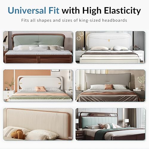Image of Cotton Blend Moisture Wicking Bed Headboard Cover For King Size, Snug Fit Head Board Covers For Beds, Breathable And Washable Double Bed Back Cover, Universal Fit Headboard Slipcover (Grey)