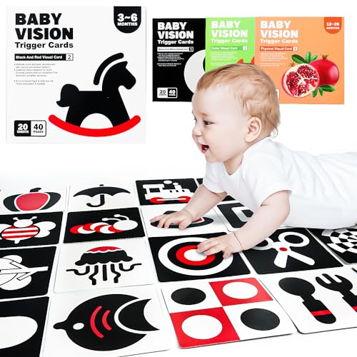 Image of BELLOCHIDDO High Contrast Baby Toys for Newborn, Black and White Flash Cards, Infant Learning Cards, Contrast Cards for Infants 3-6 Months
