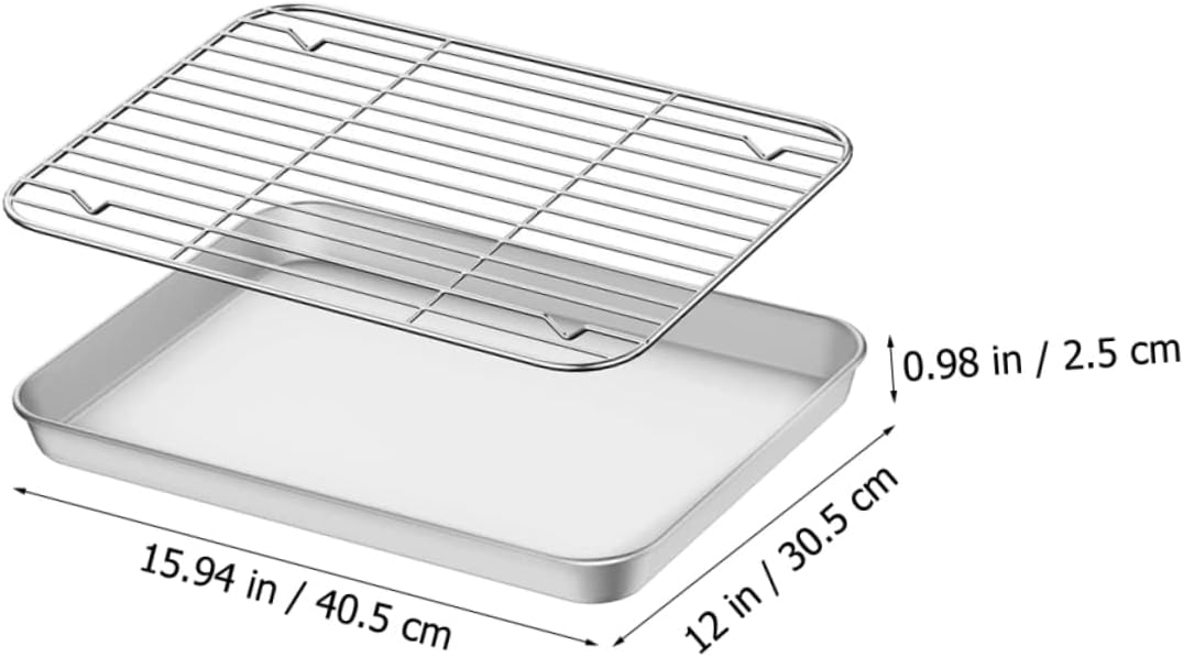Mikinona 1set Multi-function Baking Rack Set Wear-resistant Stainless Steel Bakeware Cooling Tray for Cookies Bread and Dehydrating Jerky Kitchen Accessory for Baking Enthusiasts