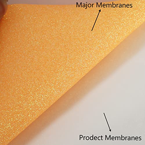 Image of FUNKAKA Glitter Fluorescent Orange Yellow HTV Heat Transfer Vinyl Rolls, 12 inch x 10ft PU Iron on Vinyl for T-Shirts, Glitter HTV Vinyl for All Cutter Machines Easy to Cut & Weed for DIY Design