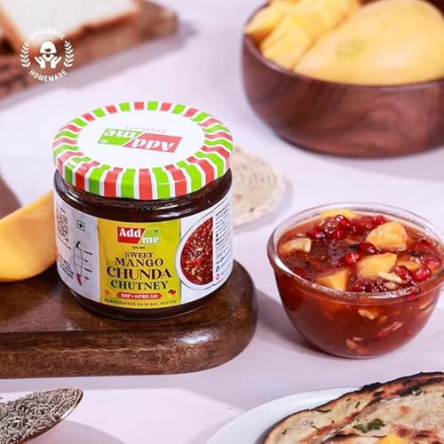 Image of Add me Sweet Mango Chutney with Jeera 350gm | Natural & Fresh Chunda khatta meetha Pickle | sweet pickle Mango jam Glass Jar