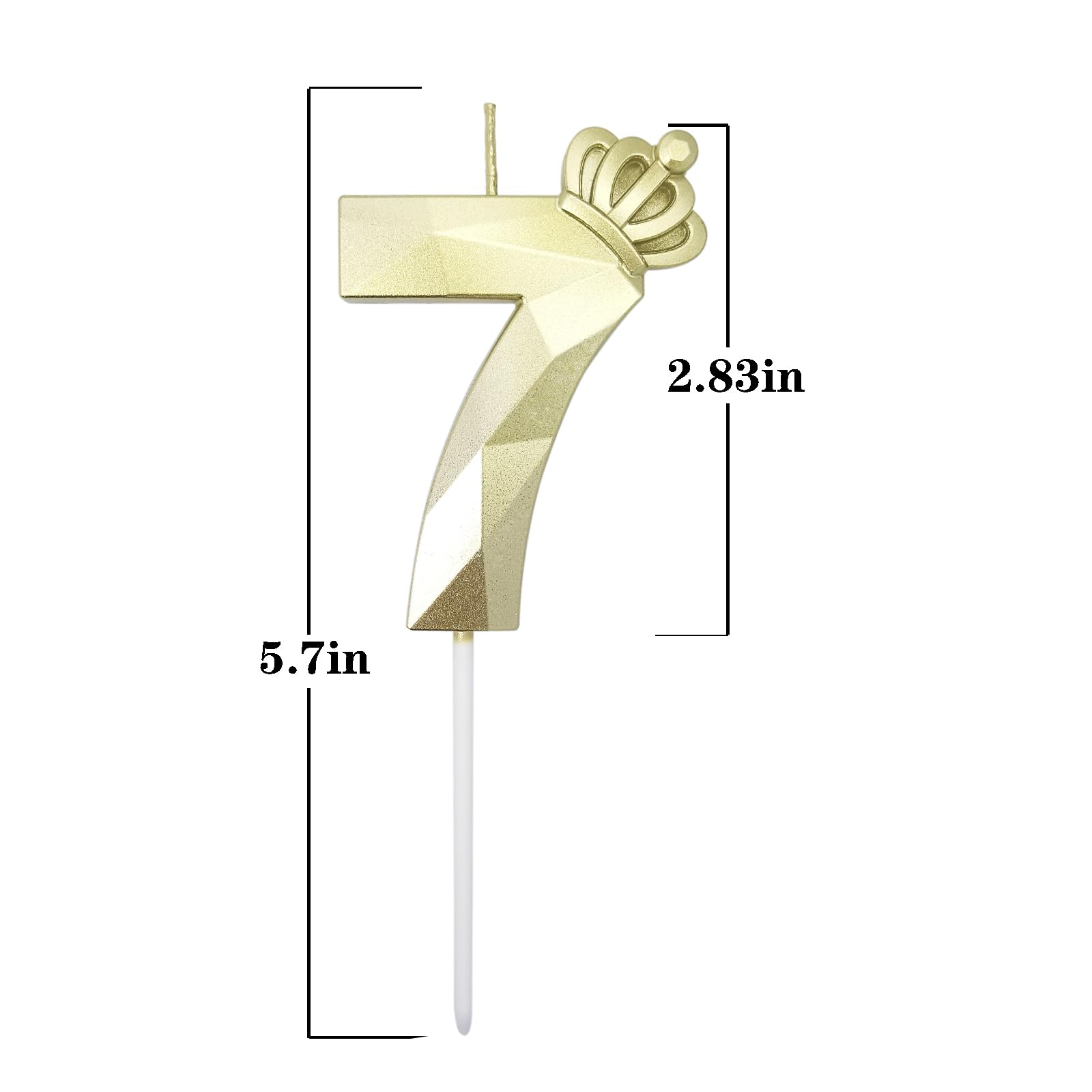 Crown Number Candle 3inch Gold Candle 7 3D Diamond Shape Plus Crown Design Crown Birthday Candle Suitable for Birthday Parties Anniversary Cake Decorations