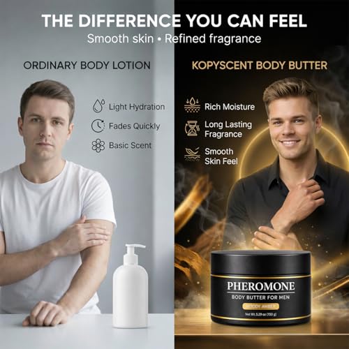 Allaura Beauty Pheromone Body Butter Men, Cologne-Inspired Fragrance Moisturizer, Long-Lasting Scent Mens Skin Cream with Shea Butter, Cocoa Butter & Coconut Oil, Non-Greasy