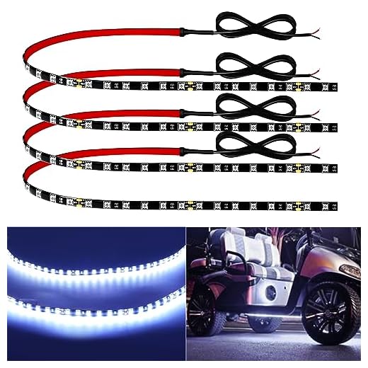 Car Led Strip Lights 24" Connectable White Led Light Strips for Cars Golf Cart Boat Marine Trucks Waterproof 12V Led Light Strip, 4Pack