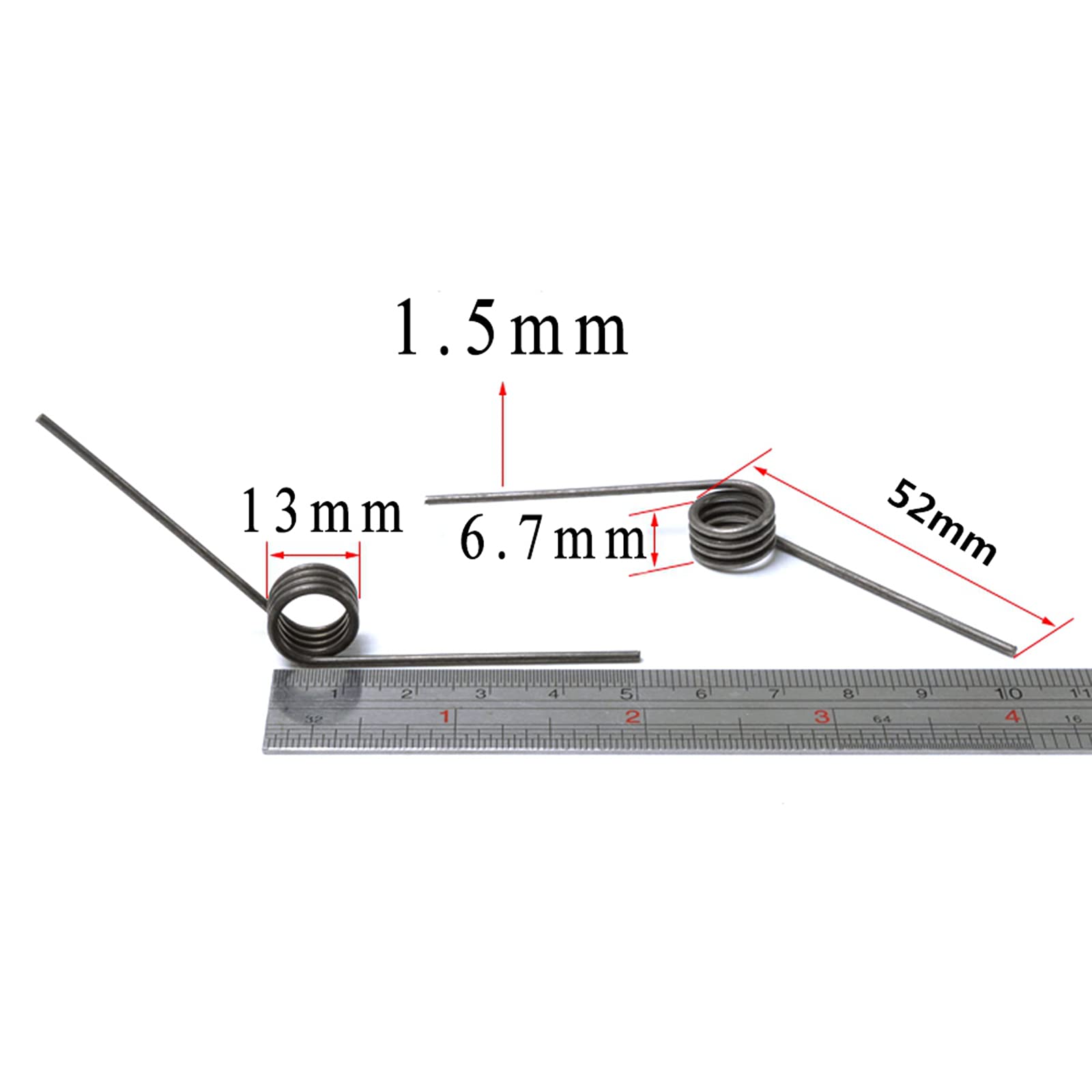 BULINO Stainless Steel Torsion Springs,2 Pcs Wire Diameter 1.5mm Outer Diameter 13mm Length 52mm Torsion Spring for Furniture Repair Parts, 1.5x13x52mm