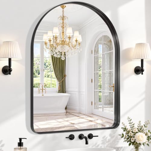 MYSUNORIA Arched Wall Mirror, 30"x40" Black Arched Mirror for Bathroom | Metal Deep Frame,Tempered Glass, Wall Mounted for Entryway,Living Room,Bedroom,Over Sink,Dresser Decor,Shatterproof,30x40