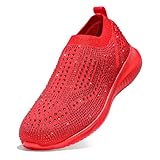 SoleEase Women's Sparkly Rhinestone Shoes, Breathable & Lightweight Mesh Glitter Sneaker for Casual, Walking, Working, Shopping and More (zs804_ho43)