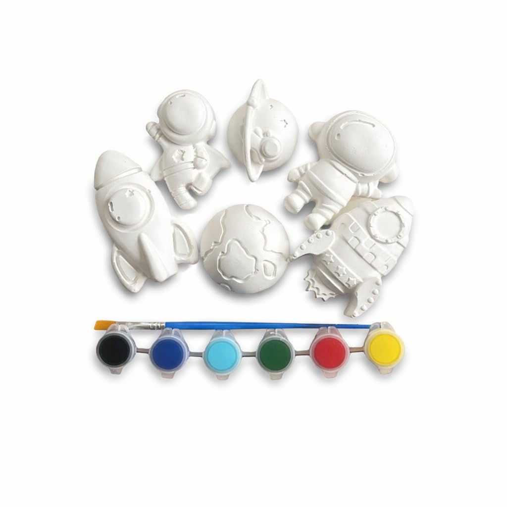Craft by Hanoosh Astronaut Theme DIY Plaster Painting Kit for Kids (2+ Years) | Space Art & Craft Set with 6 Acrylic Colours & Brush | Creative Learning & Screen-Free Activity | Gift for Boys & Girls-image-38