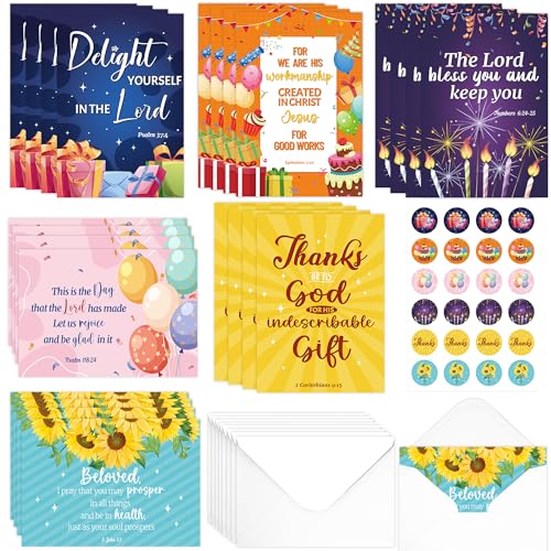 Religious Christian Birthday Cards: 24 Pcs Bible Verse Happy Birthday