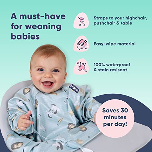 Bibado - Coverall Baby Feeding Bibs, Weaning Bib, Long Sleeve Bib, Easy To Clean Baby Bibs For Eating, Adjustable High Chair Catch All Sleeved Bibs, Toddler Bib #TOP2