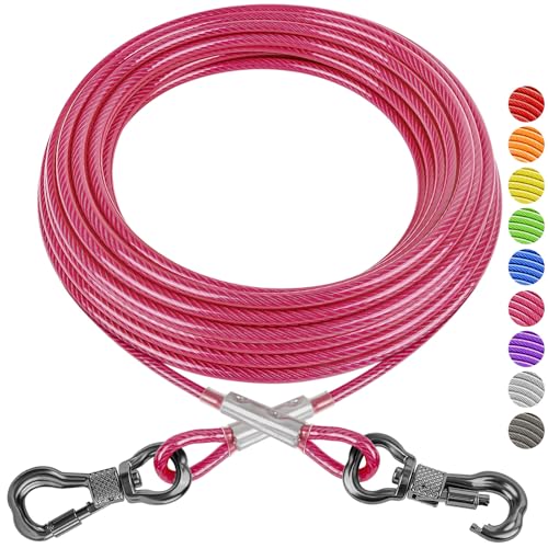 XiaZ Cable attache chien 30FT lourde rose tether cour