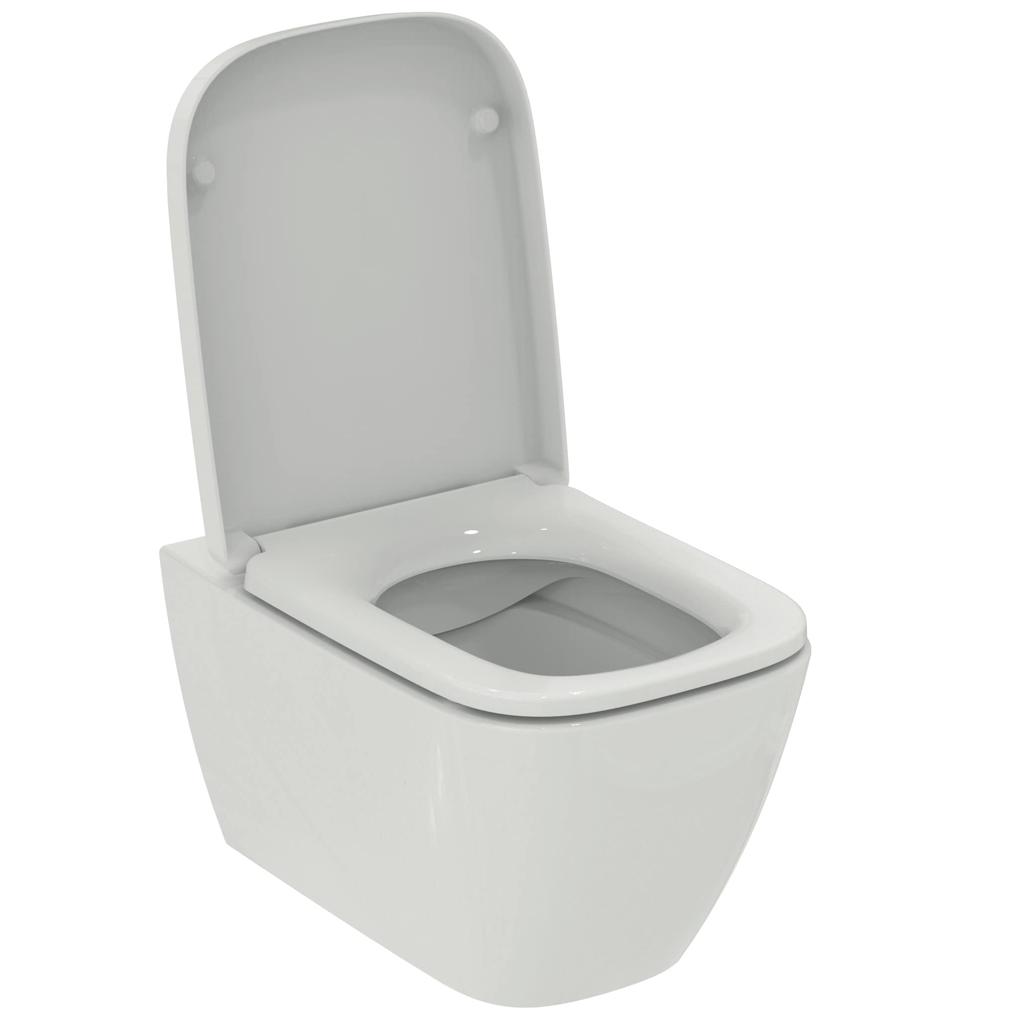 Ideal Standard - i.life B, RimLS+ WC suspendido sin borde completo con tapa de inodoro de cierre lento, E-packaging dedicado al transporte de cerámica, Blanco