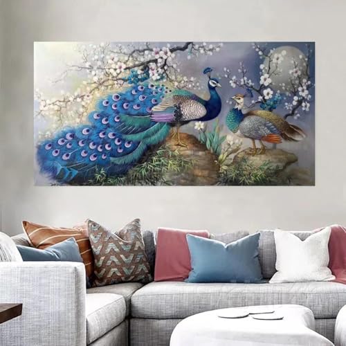 Toile double paon moderne décoration murale pour sublimer votre chambre