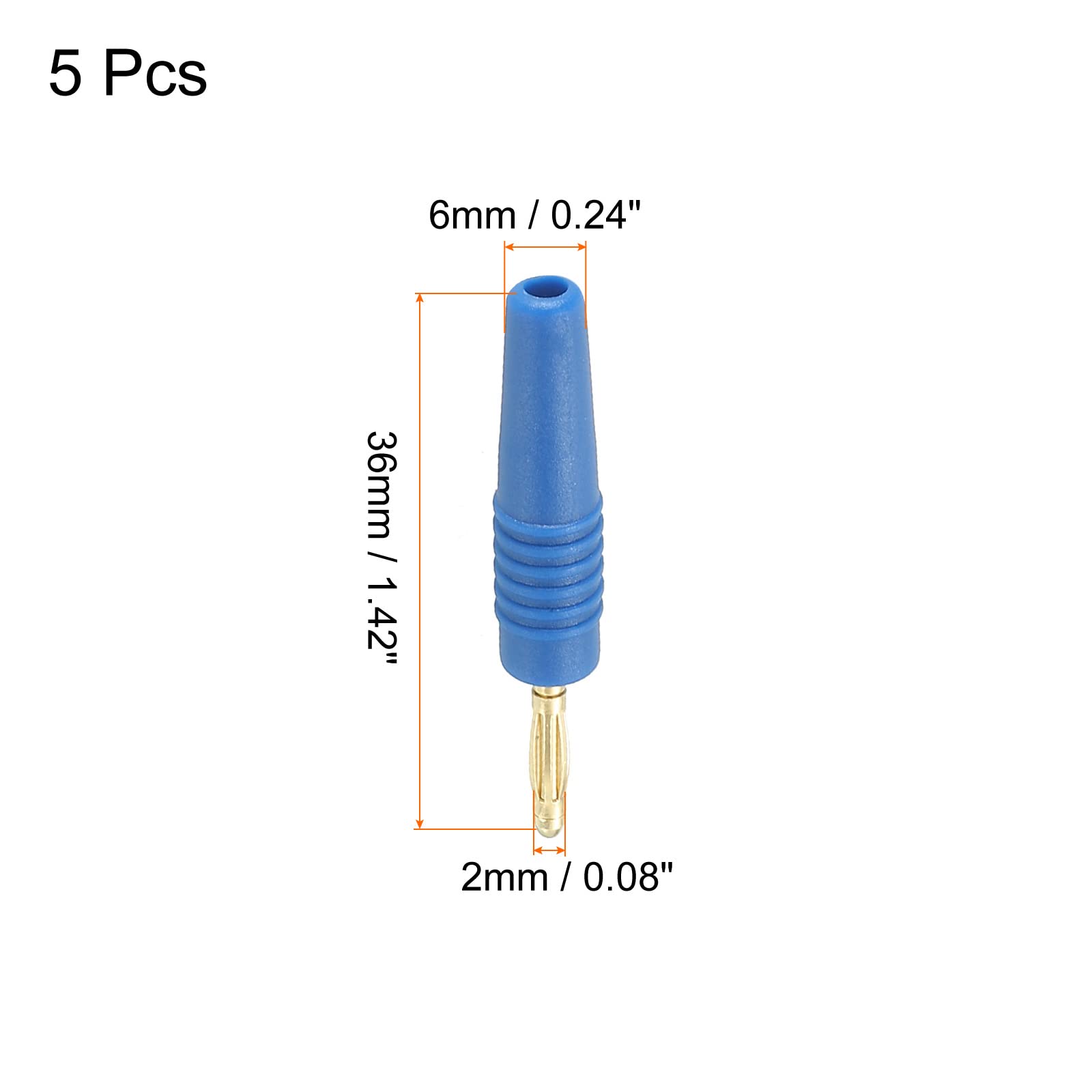 PATIKIL 5 Pack Banana Plugs Connector Solder Type Speaker Banana Plugs 2mm Gold-Plated Copper Blue for Speaker Wires Sound Systems - Image 2