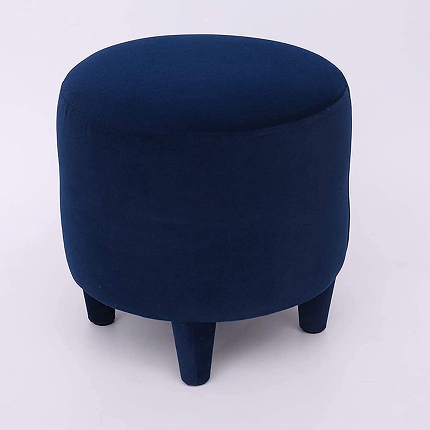 Repose-pieds pouf rembourré bleu, petit tabouret de déco et banc à chaussures de salon
