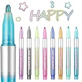 Outline Marker Pens, 8 Colors Double Line Marker Pen Sel-outline Metallic Marker for Art, Drawing,...