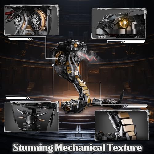 Image of Mechanical Snake Building Block Set 1036PCS Mecha Snake Model Kit with Movable Joints Cyberpunk Animal Art Frame Decor Toy STEM Building Toy for Kids 8+ Adults Collectors Compatible with Lego