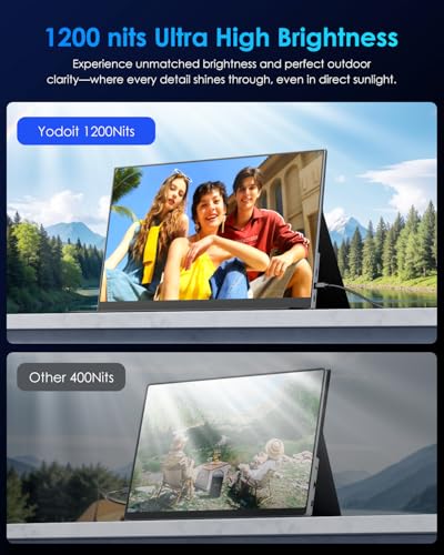 Yodoit Portable Monitor 16 Zoll 4K 3840 x 2400 UHD 1200 Nits Bildschirm mit Smart Cover, IPS-Display mit Typ C, Mini-HDMI, integrierte Lautsprecher, kompatibel mit PC, Laptop, MacBook, PS3/4/5 5