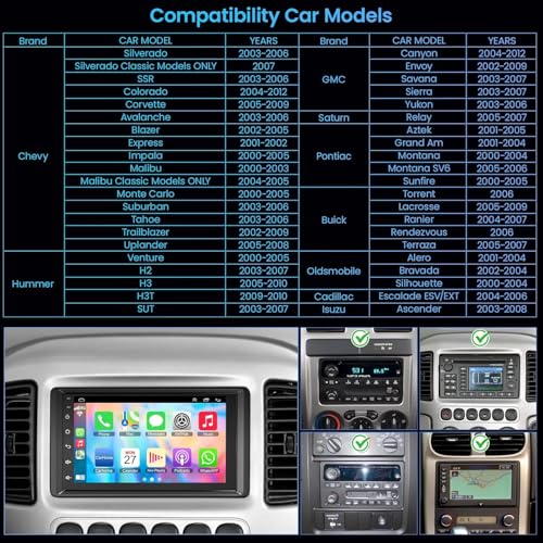 Image of 4G+64G Car Radio for 2003-2006 Chevrolet Chevy Silverado Impala Tahoe /GMC Sierra Yukon, 8-core 7 inch IPS Touch Screen Car Stereo Build-in GPS, CarPlay /Android Auto, Backup Camera /DSP /SWC, Android 15