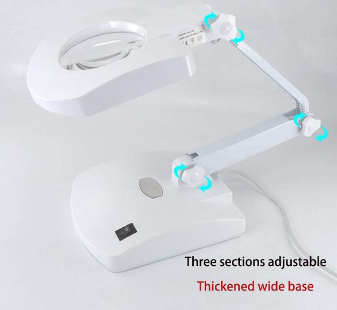 Vergrößerungsglaslampe mit 56 LEDs, 3-facher und 8-facher Vergrößerung – 85 mm Vergrößerungsglas, Verstellbarer Schwenkarm, höhenverstellbar für Schreibtisch, Tisch, Arbeitsflä,