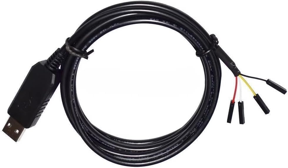 FT232R USB to TTL UART Serial Converter Cable, 5V 4-Pin (TXD RXD GND VCC) for Programming & Debugging, 1.8M Length