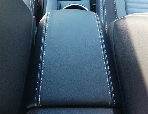 Redlinegoods Armrest Cover Compatible With Ford Fiesta 2011-19. Black Suede (Alcantara) / Red Thread #TOP3