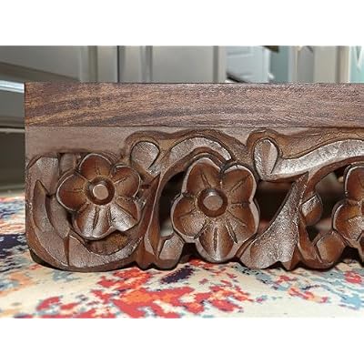 Elevated Pet Feeder for Dogs and Cats - The Bali Carved Wood Pet Feeding Stand with Two Stainless Steel Bowls - Three Heights Adjustable Raised Dog Bowl - Food Water Pet Feeding Station - IRONGATE