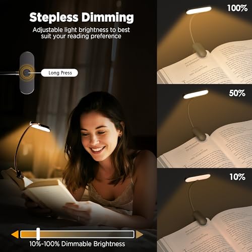 Lámpara de libro para leer sin cables con cuello flexible y pinza suave 4