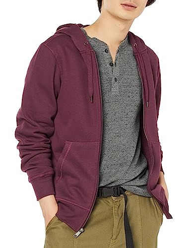 Amazon Essentials Chaqueta de Felpa con Cremallera Completa (Disponible en Tallas Grandes y Largos Especiales) Hombre, Burdeos, L