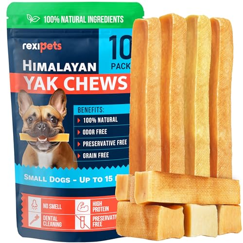 100% Natural Yak Cheese Himalayan Made Dog Chews All Breeds - Lactose Free Yak Chew for Small Medium & Large Dogs - Dental Cleaning Dog Chews for Aggressive Chewers - Long Lasting Odor & Gluten Free