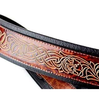 Walker & Williams GB-181 Sangle rembourrée Motif tresse celtique Marron Bourbon - Les Beatles, Paul McCartney, John Lennon, RIngo Starr, George Harrison Walker & Williams GB-181 Sangle rembourrée Motif tresse celtique Marron Bourbon – Image 4