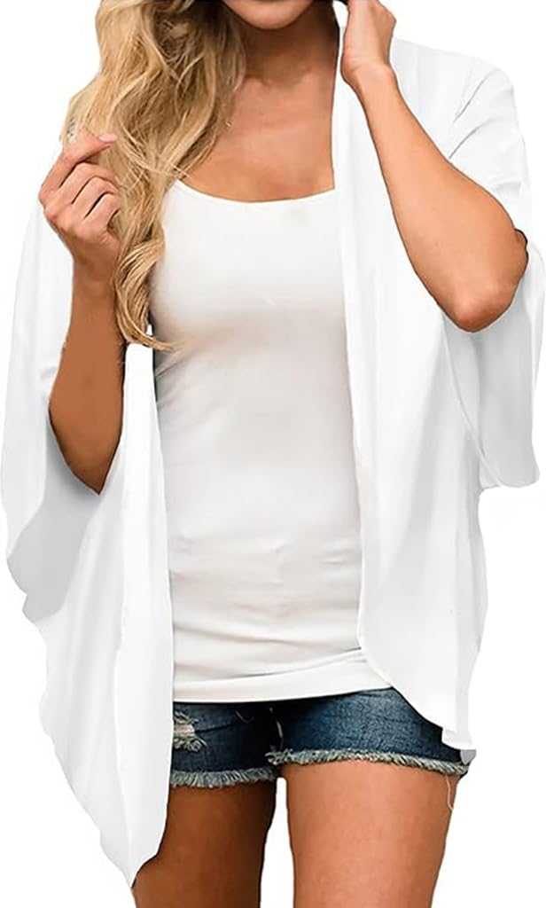 Camisunny Women Chiffon Printed Cardigan Kimono Robe Tops Beach Bikini Cover up Blouse