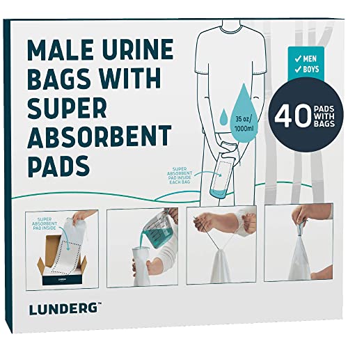 Condition photo showing Good Condition for Lunderg Disposable Urine Bags for Men with Super Absorbent Pad - Value Pack 40 Count - Disposable & Portable - For travel, Car Pee Bag or Pocket Toilet for Emergency & Camping. Help Yourself Anywhere!