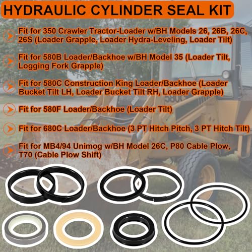 Image of G109456 G105550 Hydraulic Cylinder Seal Kit Fit for Case Backhoe Loader 350 580B 580C 580F 680C (Rod: 1.50 inch, Bore: 2.50 inch)