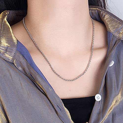 Italy Fashion Solid 925 Sterling Silver Necklace 3MM 18-28 inch Mariner Anchor Link Chain - Round O Link Cable Chain-Twist Link - Rolo Chain Unisex Jewelry Gift2