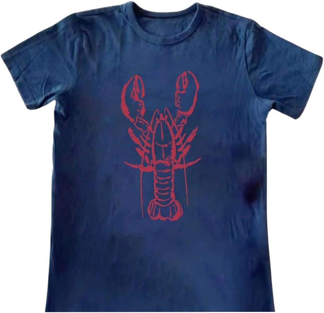SHENHE Women's Y2K Lobster Graphic Tees Crew Neck Short Sleeve Summer Cute Aesthetic Top