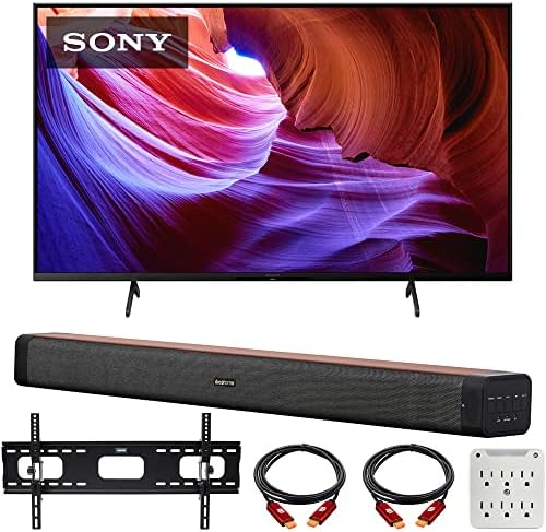 Sony KD55X85K 55″ X85K 4K HDR LED TV with Smart Google TV (2022 Model) Bundle with Deco Home 60W 2.0 Channel Soundbar, 37″-100″ TV Wall Mount Bracket Bundle and 6-Outlet Surge Adapter