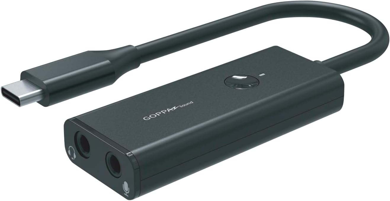 GOPPA GP-AUA2HM/B-EC USB to A Audio Converter Adapter, Mini Jack, Headphone and Microphone Terminal, Supports High Resolution, Includes Mute Button, Windows, Mac, PS4, PS5, Switch