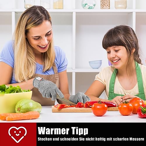 sunivaca Schnittsichere Handschuhe, 4 Paar, Schnittschutzhandschuhe küche, Lebensmittelqualität, Leistungsfähiger Level 5 Schutz, Messerschutzhandschuh EN 388 zertifiziert, größe XL